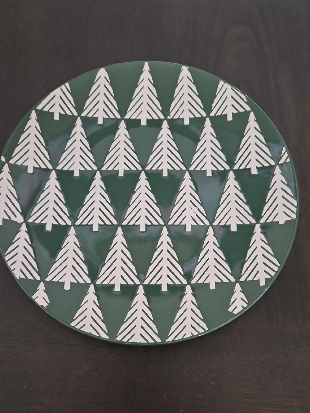 Crate & Barrel Green Holiday Tree Pattern Salad Plate